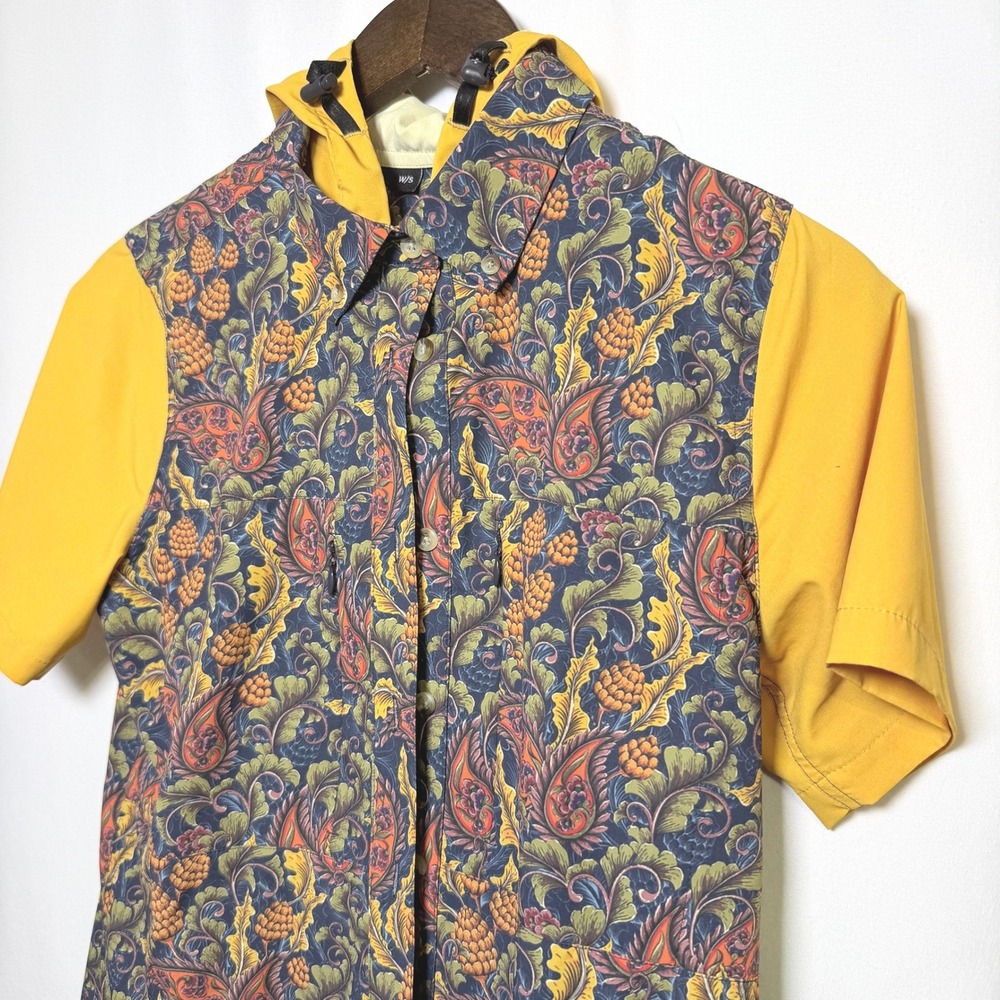 Jolly Gear Triple Crown Sun Hoodie Button Down Floral Paisley Yellow Womens S